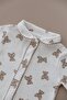 Teddy Bear Printed Snap Fastener Puffy Sleep Series Jumpsuit - 3