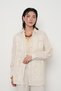 Women's Natur Color Embroidered Cotton Linen Blend Oversized Shirt