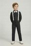 Boy's Suit Long Sleeve Black Shirt Black Pants White Suspender Bow Tie 29 October 23 April - 3