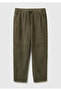 Men's khaki 100% cotton trousers with pocket detail, elasticated waist and drawstring - 2