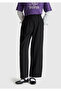 Women's Black Viscose Blend Pocketed Front Zipper Trousers
