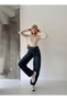 High Waist with Back Belt Buckle Loose Legs Baggy