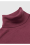 Women's plum 100% wool ribbed detailed fisherman's neck sweater - 7