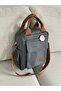 Gray Women's Backpack with Side and Front Pocket Details En28 Boy33 - 2