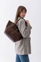 Meet Terra Bitter Brown Suede Look Large Volume Women's Shoulder Bag with Lock Accessory - 3