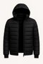 Men's Puffer Jacket with Hooded Zippers, Water-Repellent, Quilted Lining, Fabric Pockets, Winter Comfortable Fit - Black - 4