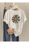 Sunflower Printed Women's Oversize Crewneck T-Shirt