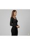 Women's Black Square Neck Crop Long Sleeve Viscose Blouse - 3
