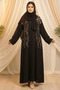 Premium Black Embroidered Abaya 2 Pieces With Inner For Women's Casual Muslim Ladies Abayas Dress - 2