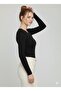 Woman's black long-sleeved bicycle collar long viscose blouse - 2