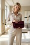 Women's Foldable Zippered Plain Patterned Compact Handbag Clutch Model Accessory