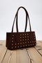 Women's Textured Plain Pattern Rectangular Form Fixed Handle Hand Shoulder Bag Woven Material Compact Size - 5