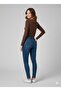Women's Brown Long-Sleeved Crew Neck Long Viscose Blouse - 4