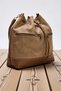Women's Drawstring Shoulder Bag with Zippered Front Pocket, Adjustable Strap, Large Internal Volume - 5