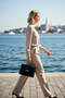 Women's Shoulder Bag with Chain Strap Detail, Flap Closure, Plain Pattern, Woven Material, Stylish Surface - 3