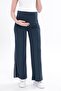 Palazzo Wide-Leg Pregnancy Pants with Striped Details - 4