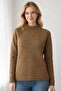 Black Tricot Sweater with Standing Collar for Women