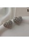 Silver Pearl Knitted Heart Earrings - Vintage Design Heart Earrings - 4