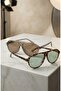 Zeus- Double Set Sunglasses Leopard Green and Brown Uv400 Protected Unisex Pilot Drop Eyeglasses - 2