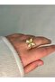 Butterfly Detailed White Stone Gold Ring |   Elegant Natural Stone Steel Adjustable Ring - 5