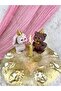 Handmade Candle Blowing Bear & Rabbit Figured Cake Decoration Set / Birthday Decoration - 2 Pcs - 5