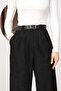 Women's Buttoned Corduroy Palazzo Trousers with Belt Gift Black - 3