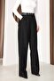 Women's Buttoned Corduroy Palazzo Trousers with Belt Gift Black - 2