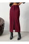 Corduroy Skirt - Burgundy |   F2033 - Claret Red - 4