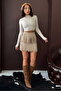 Tasseled Scuba Suede Skirt - Stone |   F2030