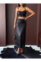 Black Sequined Long Skirt - High Waist, Stylish Evening Dress Combination |   F1977 - Black - 3