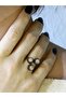 Natural Stone Moonstone 3-Piece Natural Stone Antique Model Women's Adjustable Ring Euy89Ay