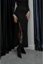 Black Lace Slit Detail Knit Skirt - 4