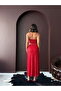 Red Sequined Long Skirt - High Waist, Stylish Evening Dress Combination |   F1977 - Red - 5