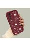 Samsung Galaxy A14 4G/5G Compatible Burgundy Color Cute Cat Cherry and Bow Pattern Silicone Case