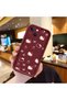 iPhone 13 Compatible Burgundy Color Cute Cat Cherry and Bow Pattern Silicone Case - 2