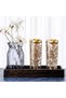 4pcs Glass Cylinder Vases with 24 Golden Floating Candles for Home, Events & Weddings - 5