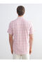 Regular Fit Short Sleeve Striped Poplin Men's Shirt - 4