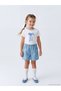 Trendlucky Girls' Jean Shorts with Elastic Waist and Floral Print