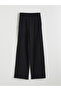 Black Textured Women's Trousers with Elastic Waist - 5