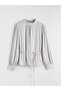 Nevavm Differently Styled High Neck Gathered Blouse with Waist Tie - 6