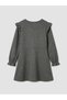 Anthracite Crew Neck Embroidered Girl's Dress - 3