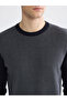 Navy Blue Crew Neck Patterned Men's Knitwear Sweater from Guliis Store - 3