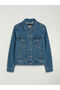 Indigo Shirt Collar Women's Jean Jacket - 5