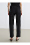 Black Textured Women's Trousers with Elastic Waist - 4