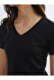 Black v-neck soft touch women's t-shirt - 3