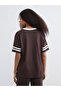 Brown V-Neck San Francisco Printed Oversized Women's T-Shirt - 4