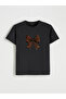 Black Crew Neck Bow Printed Women's T-Shirt - 5