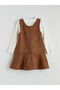 Brown Girls' Gilet Dress and Long Sleeve T-Shirt - 4