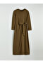 Crew Neck Dress with Tie Detail - 3