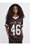 Brown V-Neck San Francisco Printed Oversized Women's T-Shirt